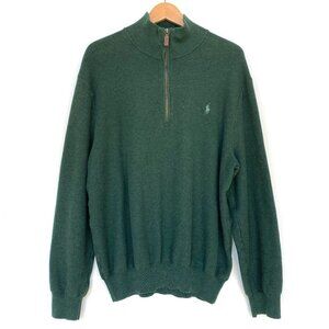 Polo Ralph Lauren Mens Green Pima Cotton 1/4 Zip Pullover Sweater XXL